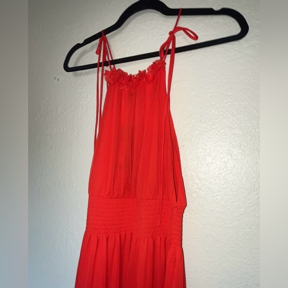 NWT Banana Republic Red Ruffle Georgette Tiered Halter Maxi Dress SIZE S - Picture 10 of 14